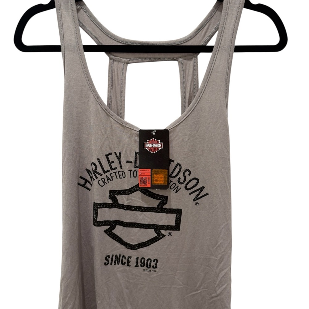 Harley-Davidson Light Gray Racerback Tank with Black Logo NWT